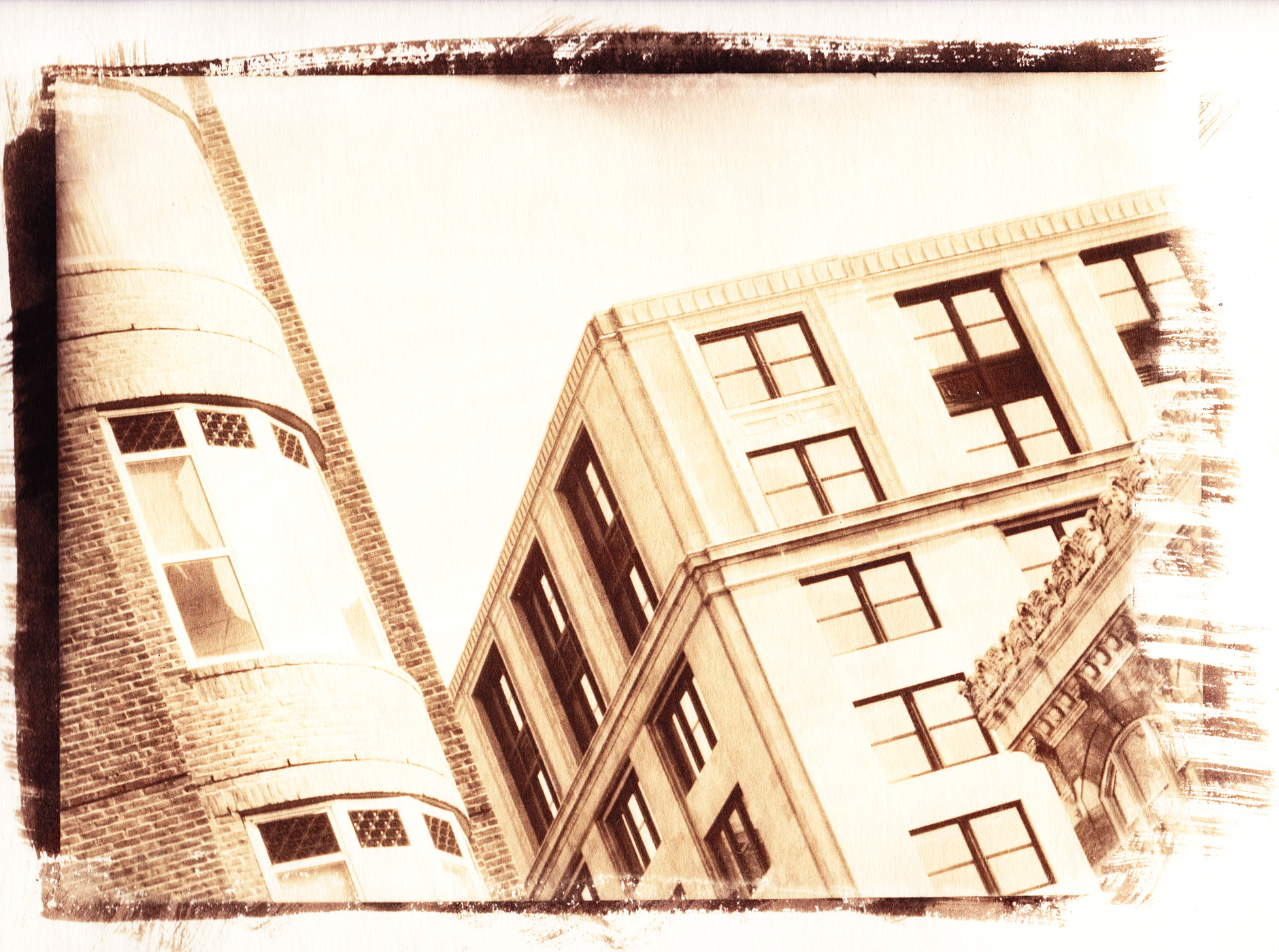 Van dyke brown on paper image of a building