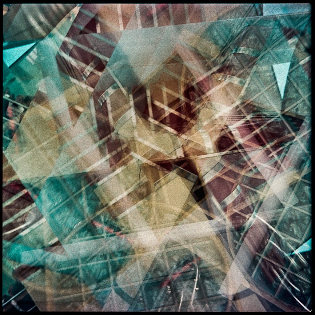 6x6 multi exposure cubism abstract image in color