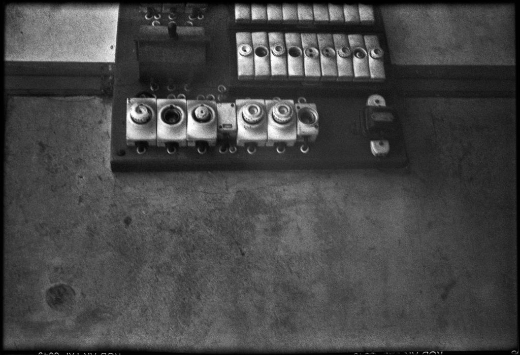 Black and White image of a fuse box