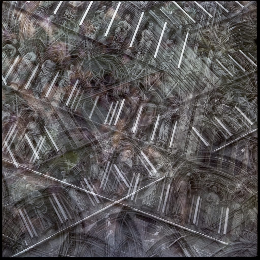 Multiple exposure image with the Nidaros Cathedral's architecture