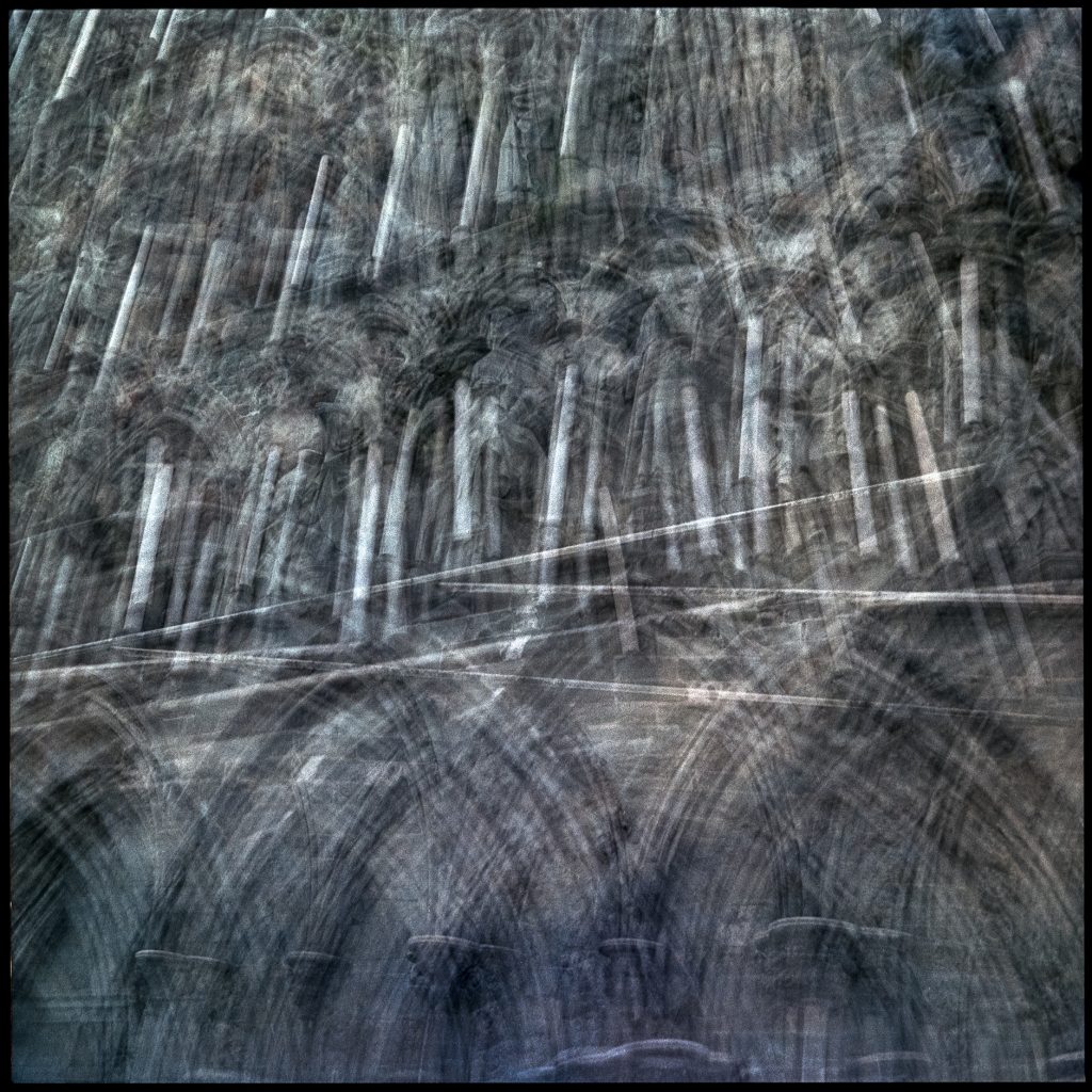 Multiple exposure image with the Nidaros Cathedral's architecture