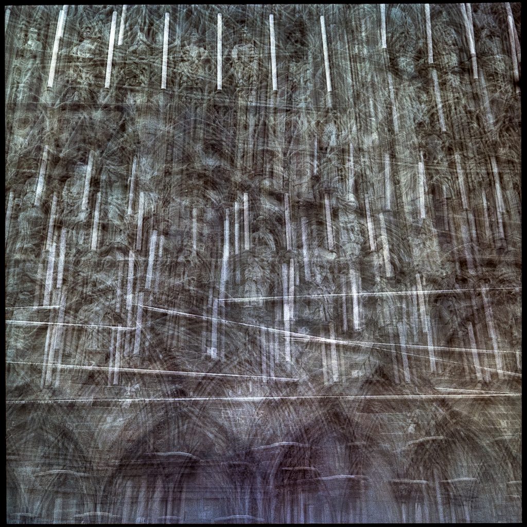 Multiple exposure image with the Nidaros Cathedral's architecture