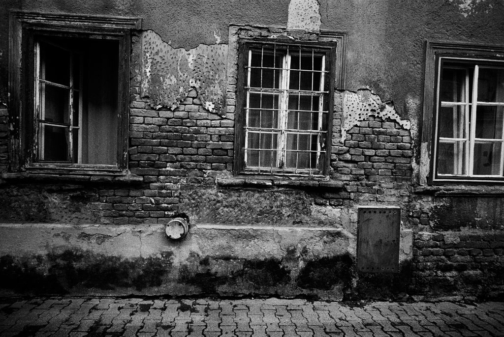 Black and white image from street in Zagreb, Croatia