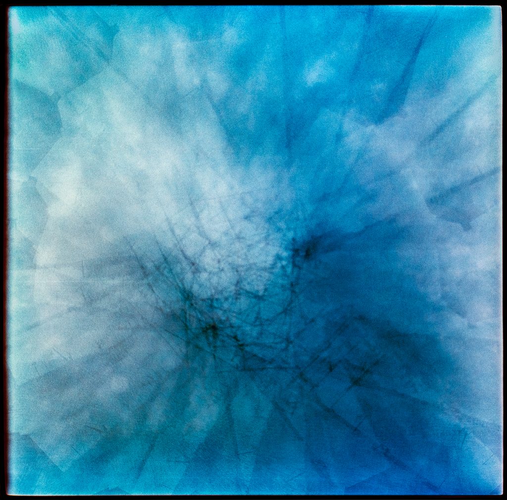 Blue multiple exposure images In transit Denmark