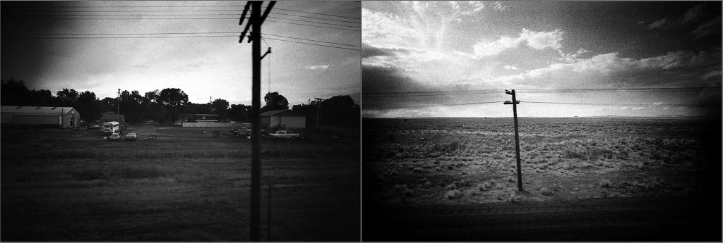 Black and white image of a train a train ride in the USA